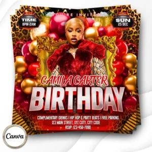 Editable Birthday Party Flyer Template: Canva Design (Digital Download)