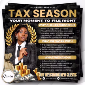 Tax Prep Service Flyer, Tax Flyer, Modern Tax Season Flyer, 2026 Tax Season Flyers Accountant Flyer, Credit Repair Flyer, DIY Canva Template